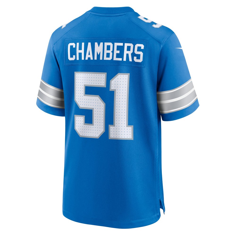 Men's Detroit Lions Steele Chambers  Blue Game Jersey Men's Detroit Lions Steele Chambers  Blue Game Jersey