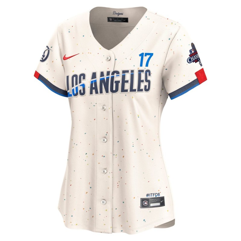 Women's Los Angeles Dodgers #17 Shohei Ohtani Cream 2024 World Series Champions City Connect Limited Player Jersey Women's Los Angeles Dodgers #17 Shohei Ohtani Cream 2024 World Series Champions City Connect Limited Player Jersey