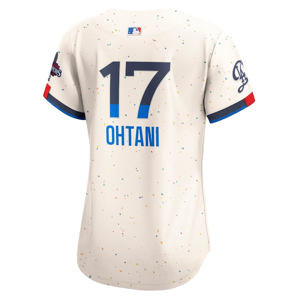Women's Los Angeles Dodgers #17 Shohei Ohtani Cream 2024 World Series Champions City Connect Limited Player Jersey Women's Los Angeles Dodgers #17 Shohei Ohtani Cream 2024 World Series Champions City Connect Limited Player Jersey