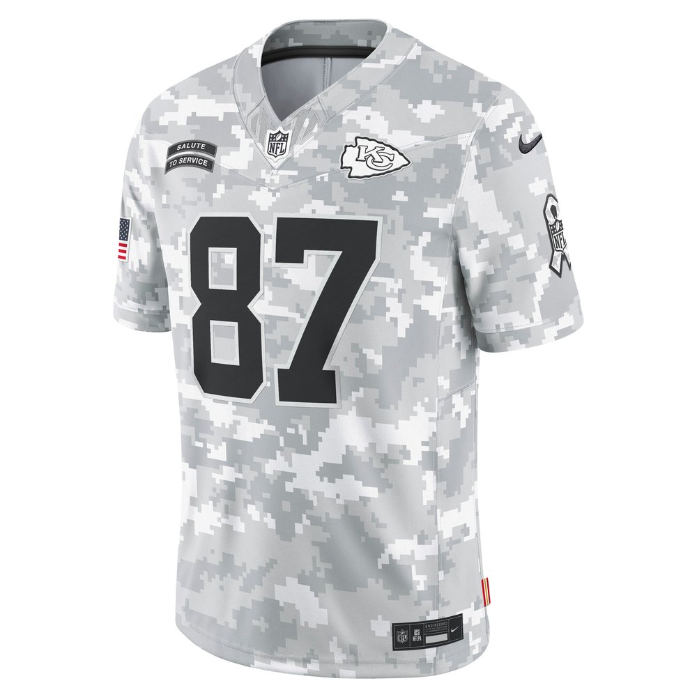 Men's Kansas City Chiefs #87 Travis Kelce Arctic Camo 2024 Salute to Service Limited Jersey Men's Kansas City Chiefs #87 Travis Kelce Arctic Camo 2024 Salute to Service Limited Jersey