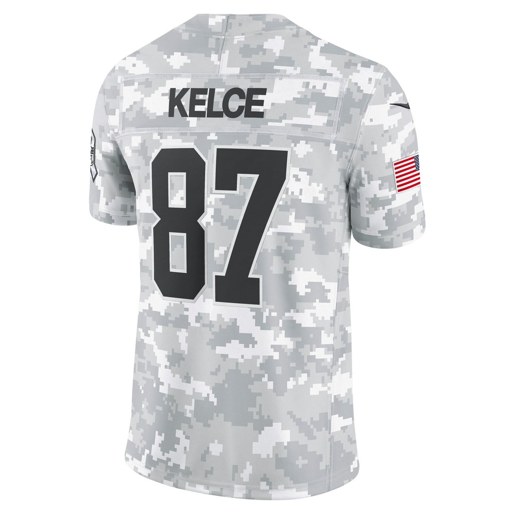 Men's Kansas City Chiefs #87 Travis Kelce Arctic Camo 2024 Salute to Service Limited Jersey Men's Kansas City Chiefs #87 Travis Kelce Arctic Camo 2024 Salute to Service Limited Jersey