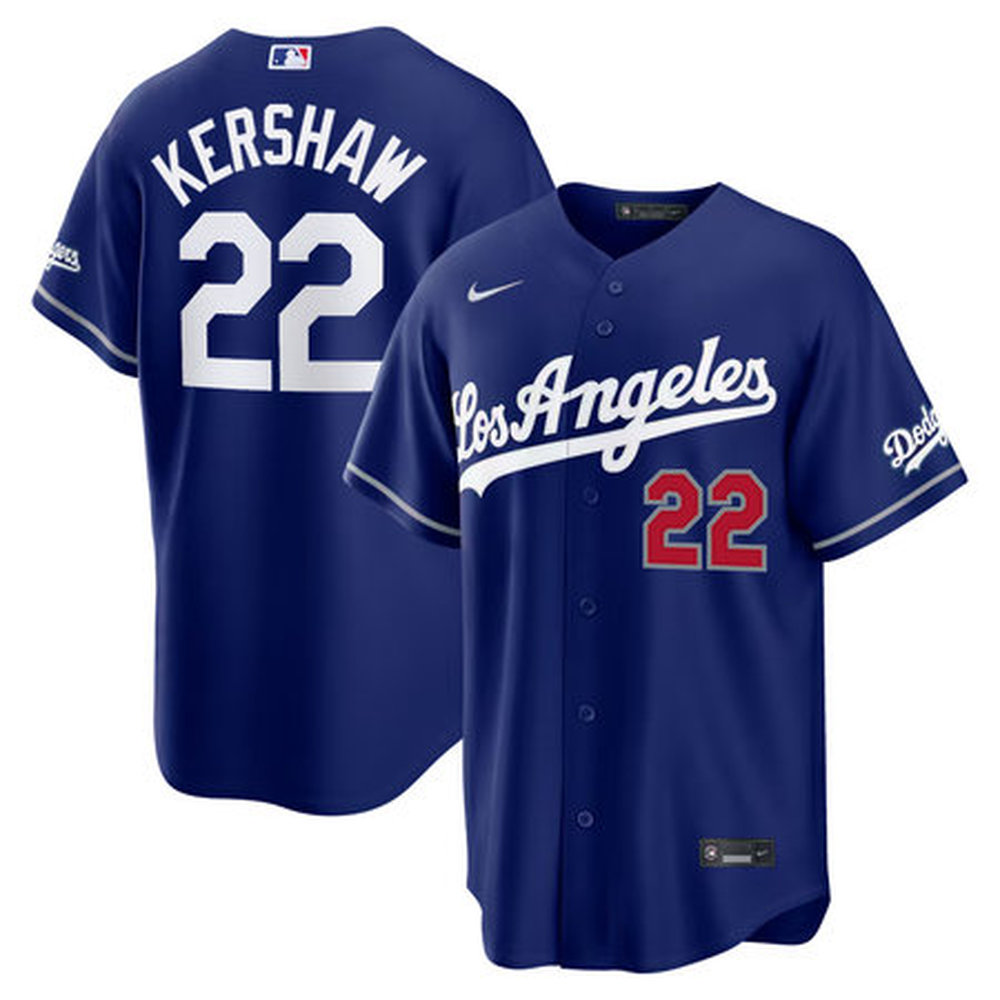 Men's Los Angeles Dodgers #22 Clayton Kershaw Nike Royal Alternate Stadium Jersey