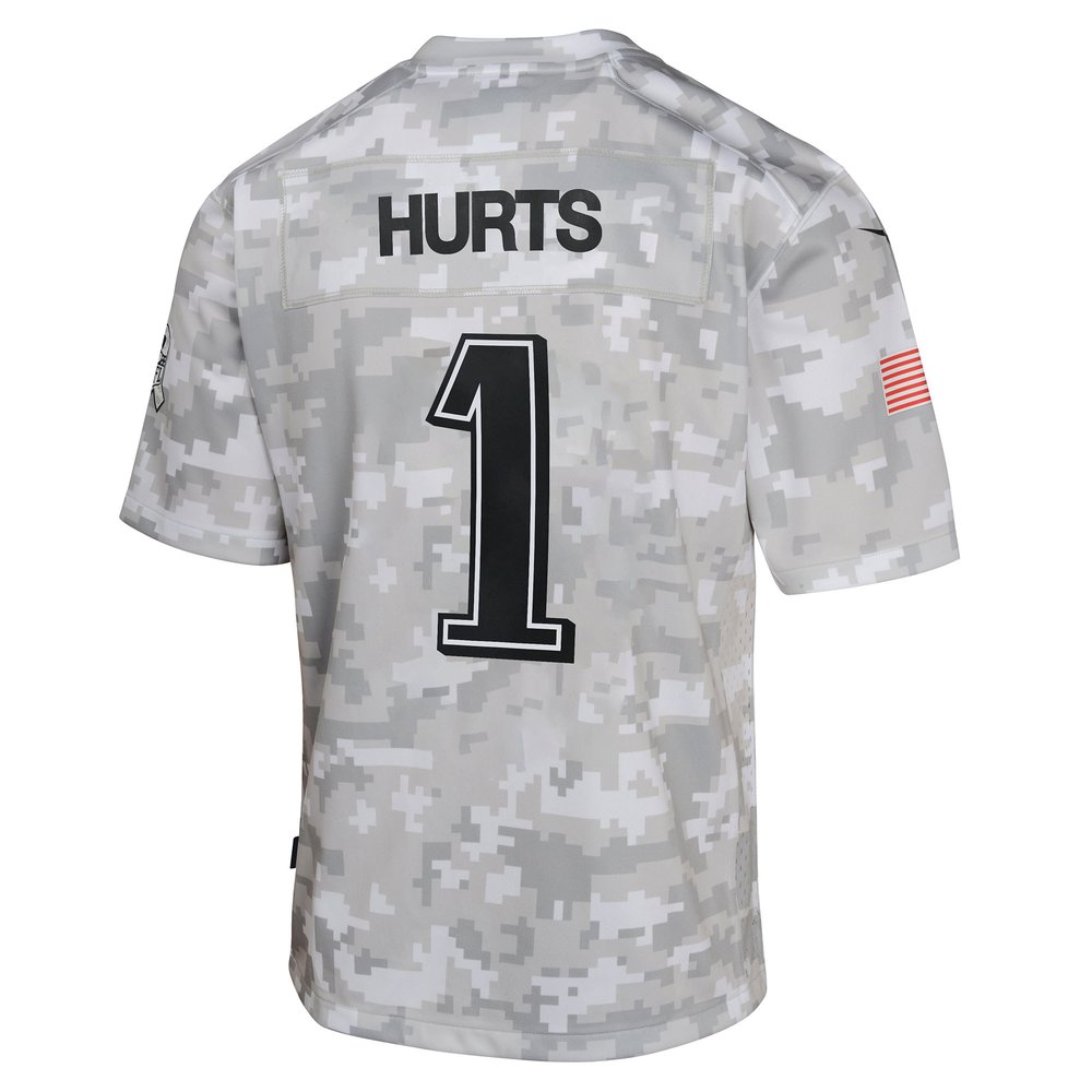 Youth Philadelphia Eagles #1 Jalen Hurts Arctic Camo 2024 Salute to Service Game Jersey Youth Philadelphia Eagles #1 Jalen Hurts Arctic Camo 2024 Salute to Service Game Jersey